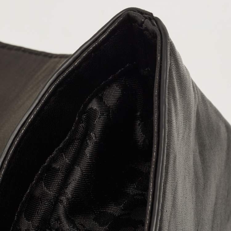 Pre Owned Karl Lagerfeld Black Quilted Leather Pushlock Flap Clutch