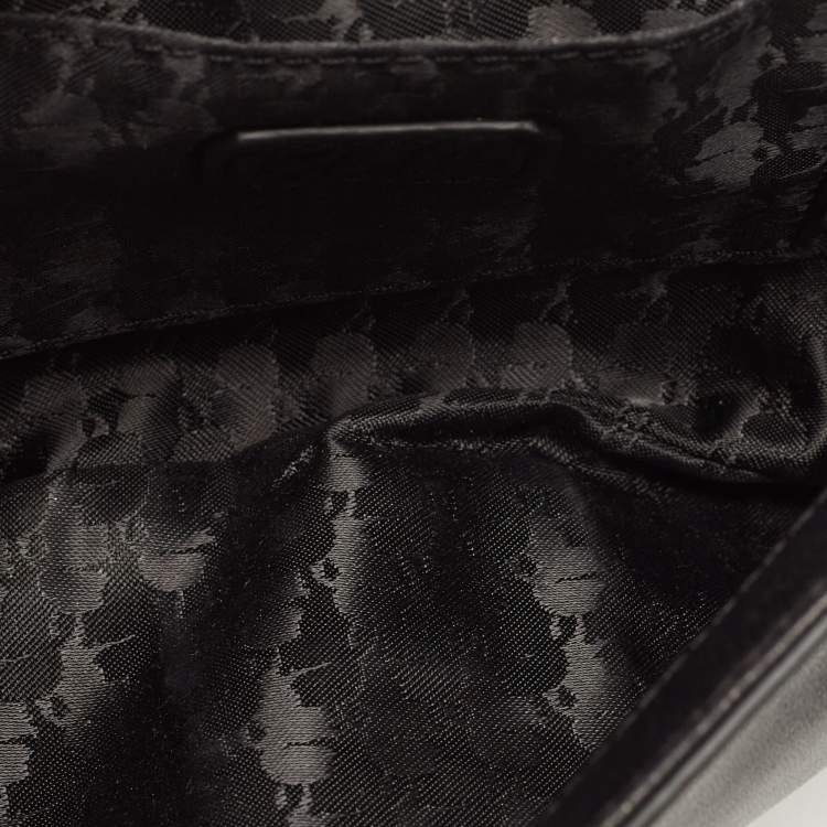 Pre Owned Karl Lagerfeld Black Quilted Leather Pushlock Flap Clutch