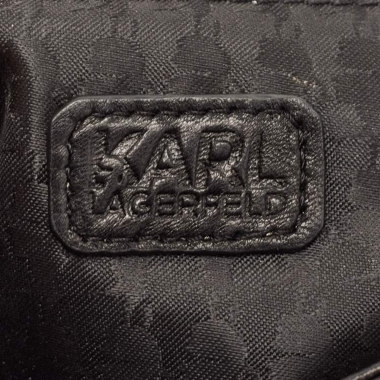 Pre Owned Karl Lagerfeld Black Quilted Leather Pushlock Flap Clutch