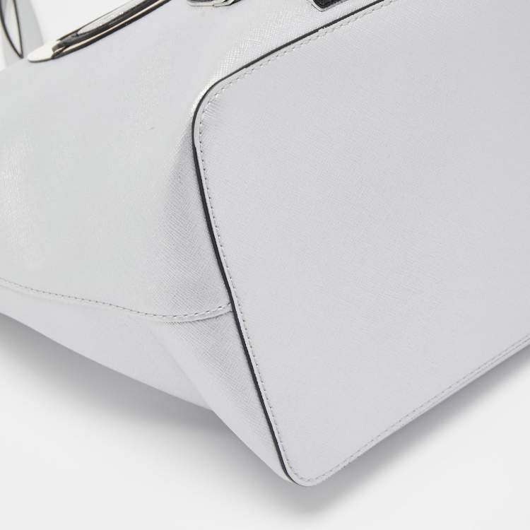 Pre Owned Karl Lagerfeld Silver Leather K/Ikonic Karl Choupette Shopper Tote