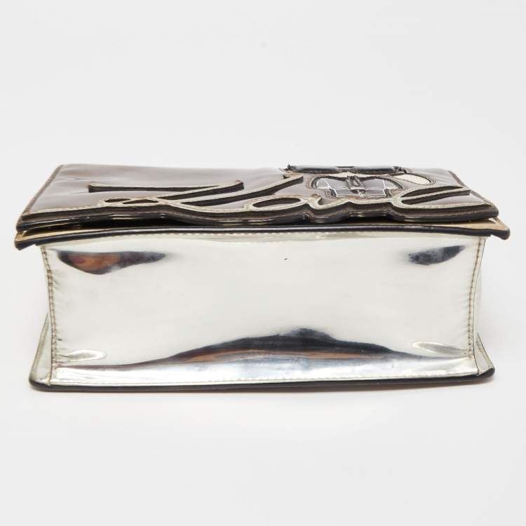 Pre Owned Karl Lagerfeld Metallic Patent and Leather K/IKONIK Shoulder Bag