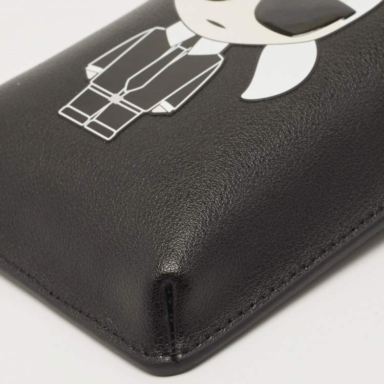 Pre Owned Karl Lagerfeld Black Leather Kikonik Phone Crossbody Bag