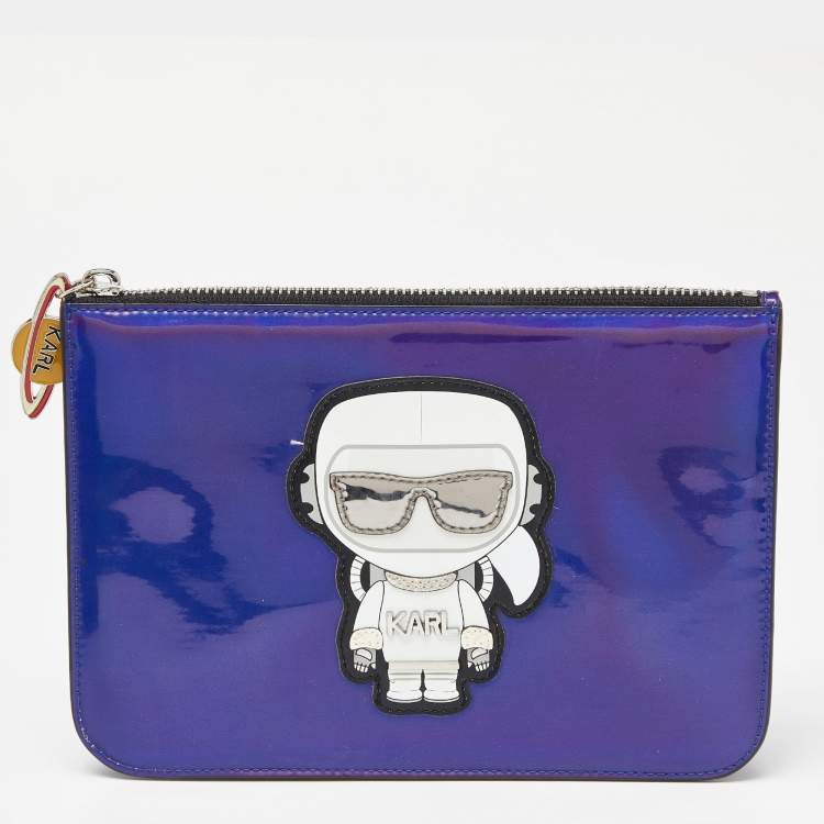 Pre Owned Karl Lagerfeld Indigo PVC K/ikonik Zip Pouch