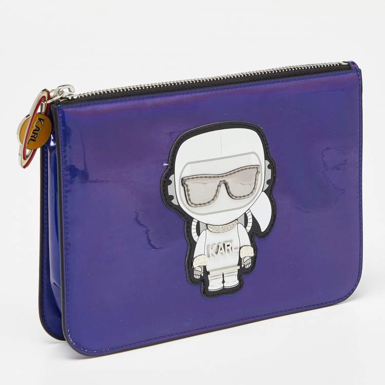 Pre Owned Karl Lagerfeld Indigo PVC K/ikonik Zip Pouch