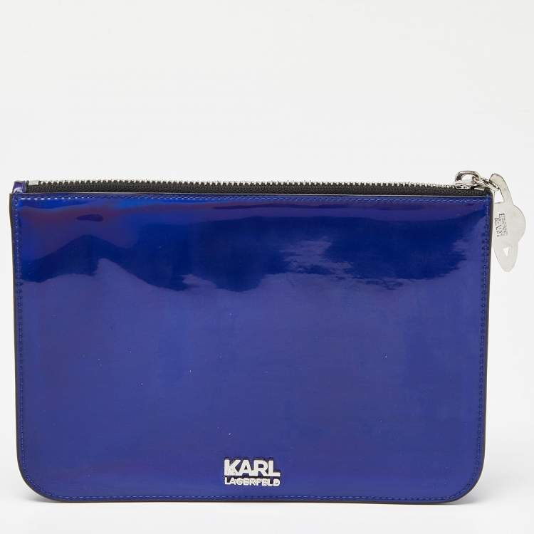 Pre Owned Karl Lagerfeld Indigo PVC K/ikonik Zip Pouch