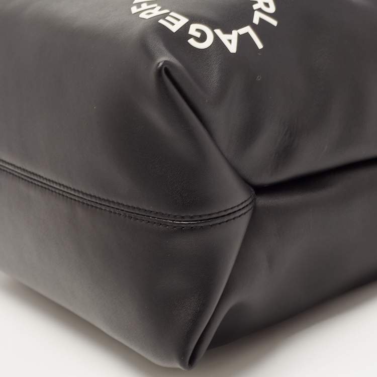 Pre Owned Karl Lagerfeld Black Leather Hobo