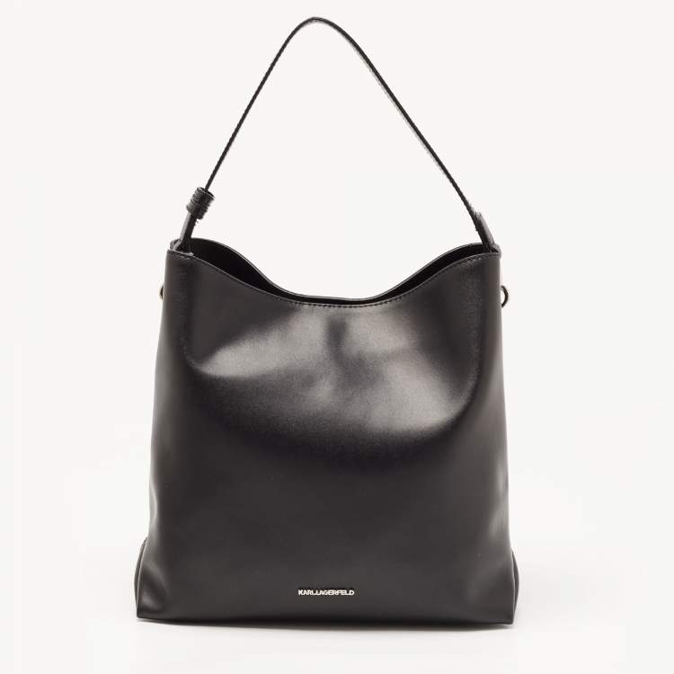 Pre Owned Karl Lagerfeld Black Leather Hobo