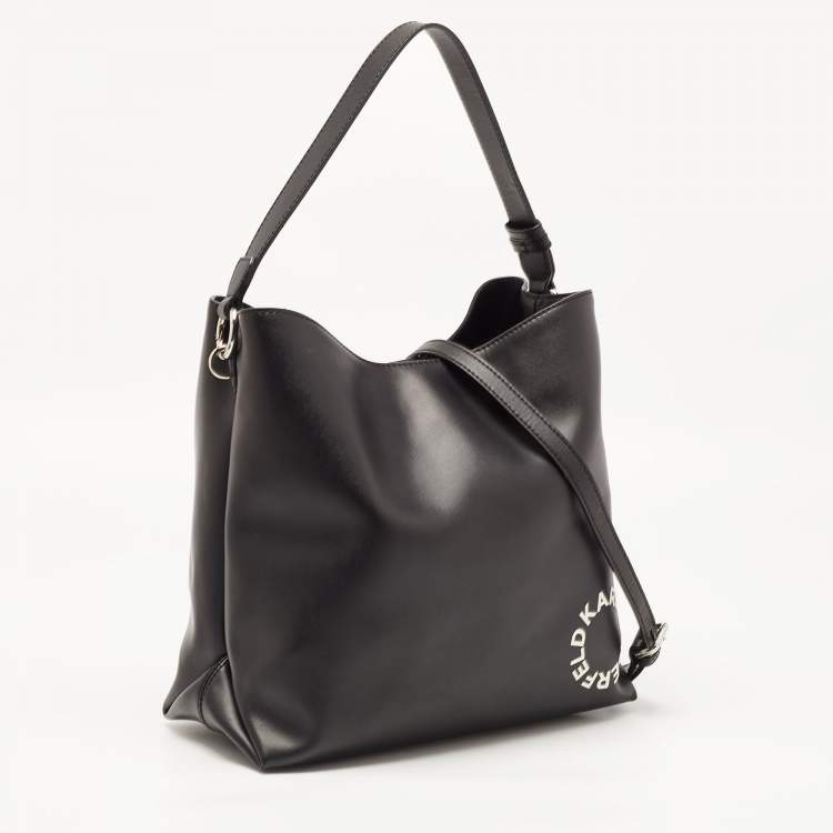 Pre Owned Karl Lagerfeld Black Leather Hobo