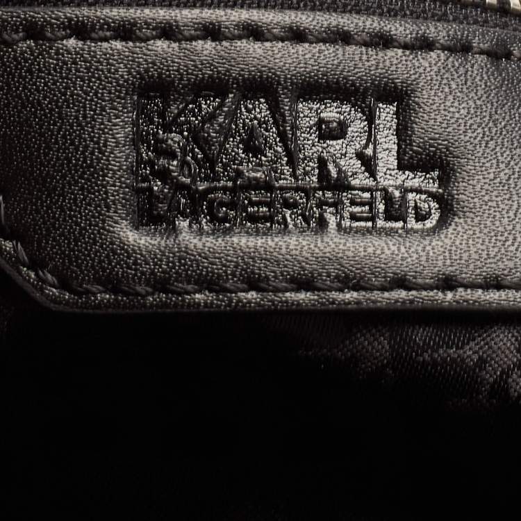 Pre Owned Karl Lagerfeld Black Leather Hobo