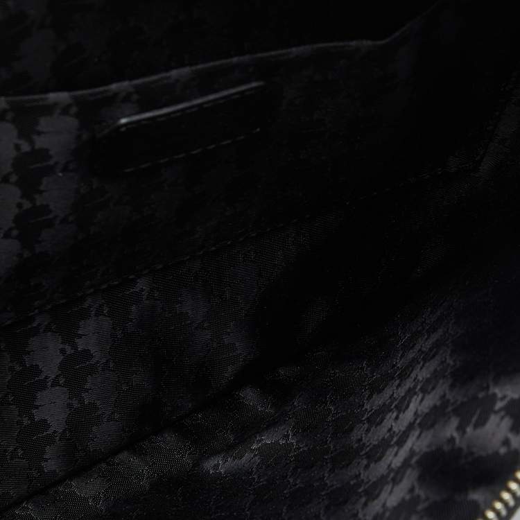 Pre Owned Karl Lagerfeld Black Leather Leather and Tweed K/Klassik Pins Wristlet Pouch
