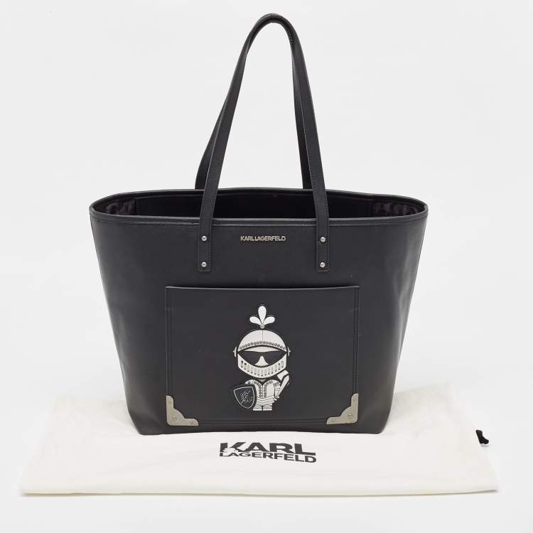 Pre Owned Karl Lagerfeld Black Coated Canvas Maybelle Tote