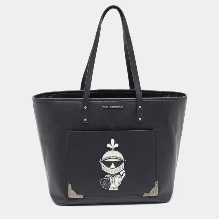 Pre Owned Karl Lagerfeld Black Coated Canvas Maybelle Tote