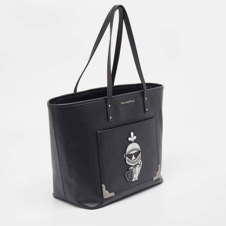Pre Owned Karl Lagerfeld Black Coated Canvas Maybelle Tote