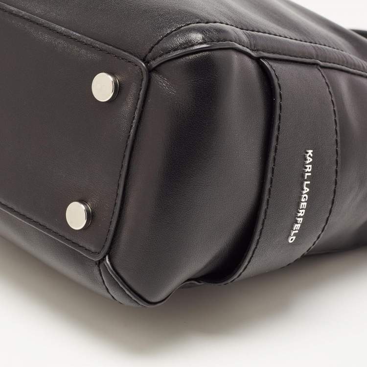 Pre Owned Karl Lagerfeld Black Leather Tote