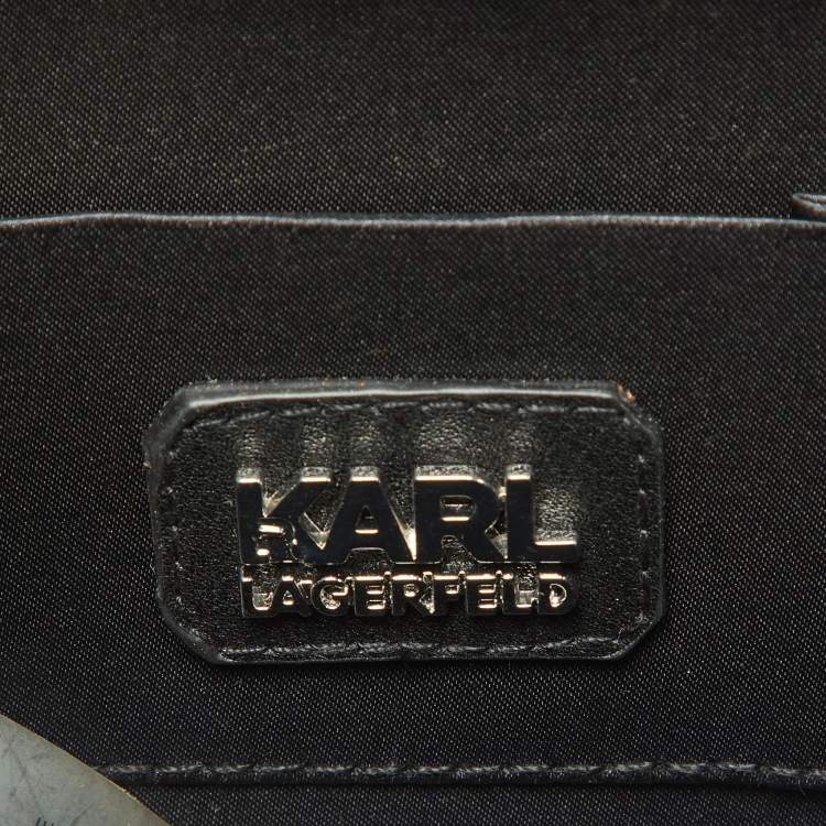 Pre Owned Karl Lagerfeld  Grey Glitter Acrylic K/ikonik Karl Minaudière Crossbody Bag