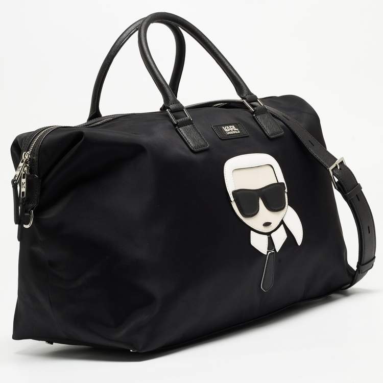 Pre Owned Karl Lagerfeld Black Nylon k/ikonik Duffel Bag