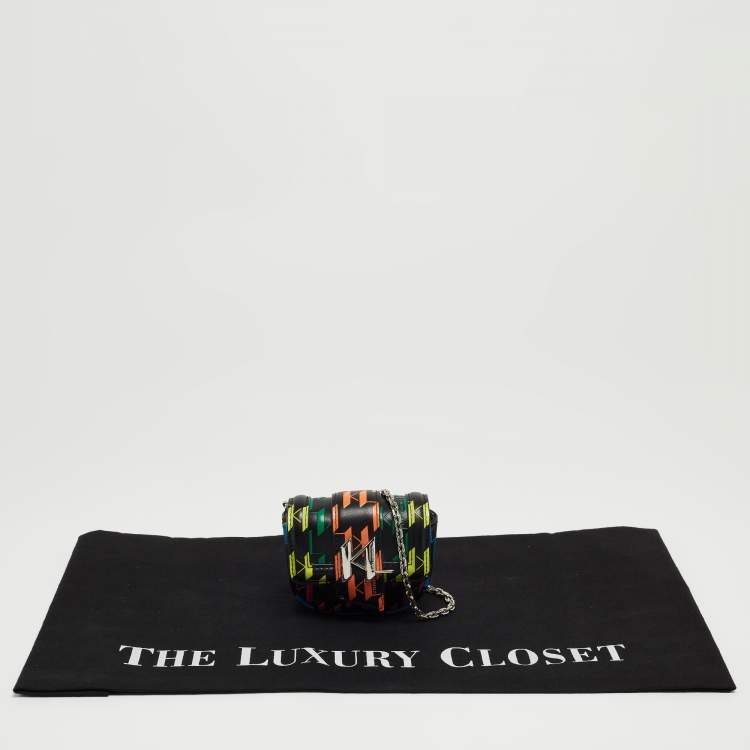 Pre Owned Karl Lagerfeld Multicolor Leather K/Saddle Chain Coin Purse