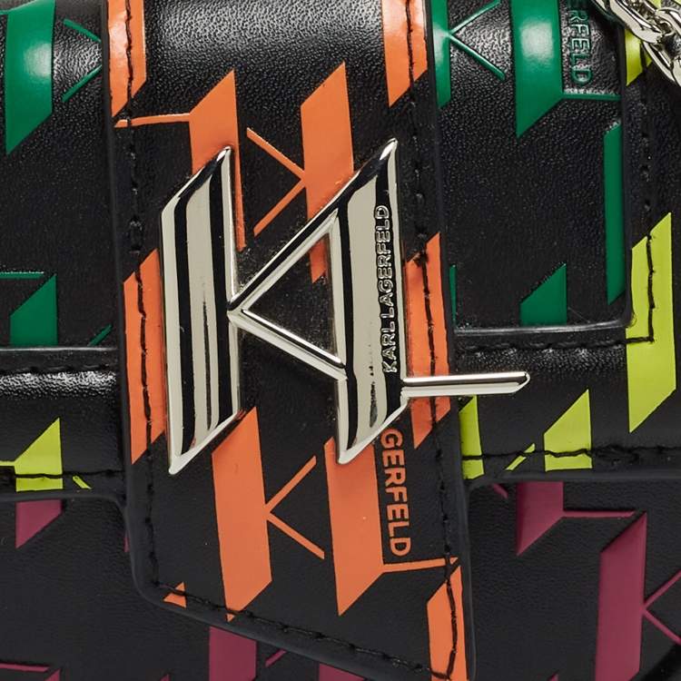 Pre Owned Karl Lagerfeld Multicolor Leather K/Saddle Chain Coin Purse