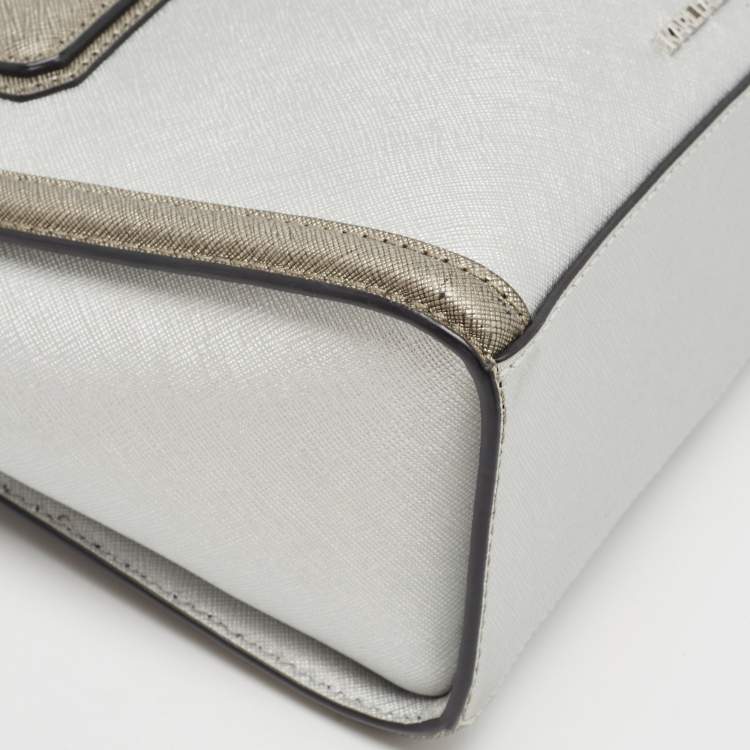 Pre Owned Karl Lagerfeld Metallic Silver/Dark Grey Saffiano Leather Mini K Klassik Tote