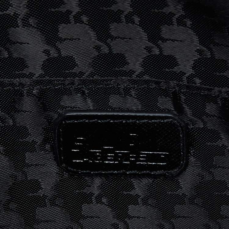 مملوكة مسبقًا Karl Lagerfeld Black/White Leather K/Ikonik Zip Pouch