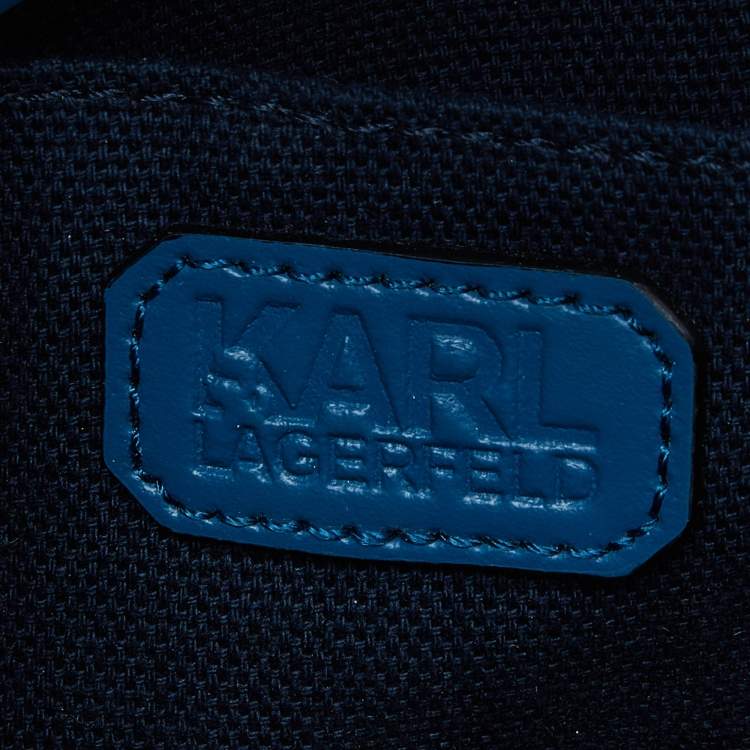 Pre Owned Karl Lagerfeld Two Tone Blue Leather K/IKONIK Shoulder Bag
