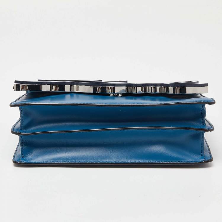 Pre Owned Karl Lagerfeld Two Tone Blue Leather K/IKONIK Shoulder Bag