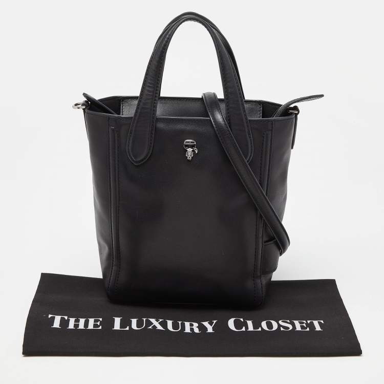 Pre Owned Karl Lagerfeld Black Leather Tote