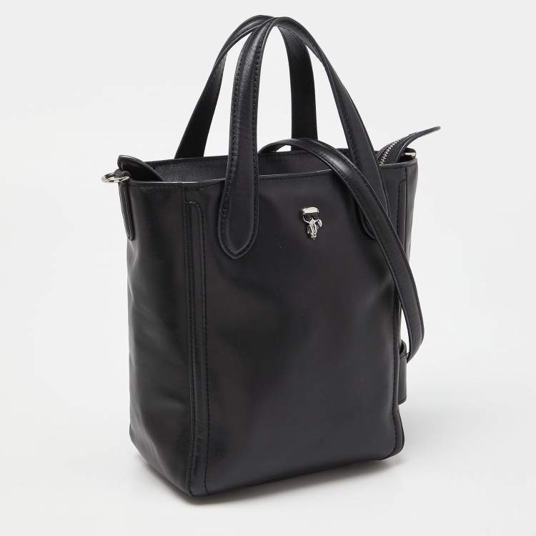 Pre Owned Karl Lagerfeld Black Leather Tote