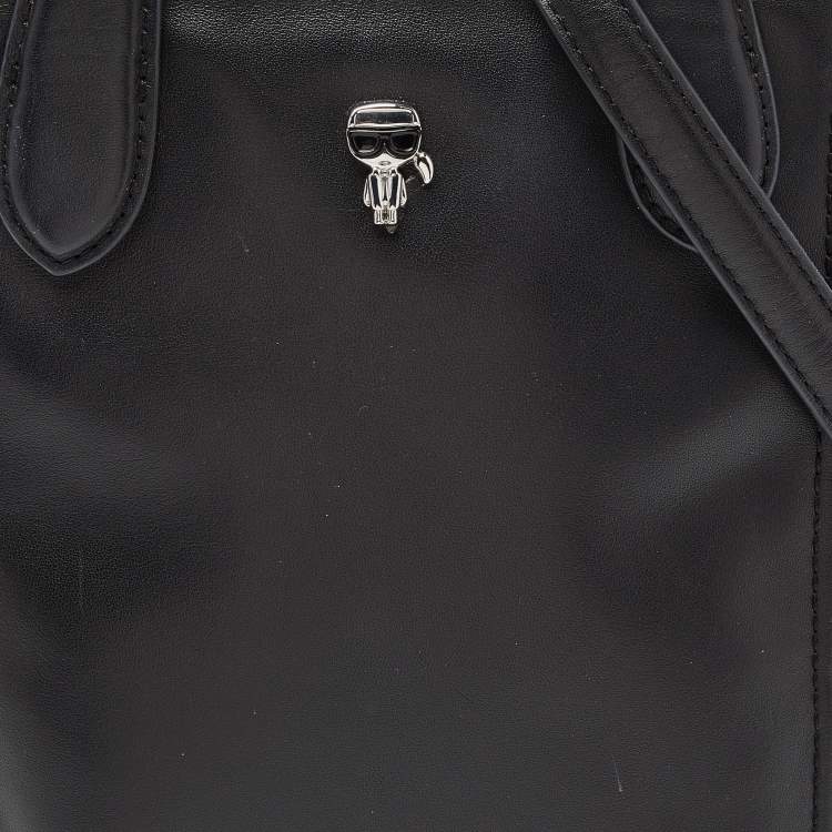 Pre Owned Karl Lagerfeld Black Leather Tote