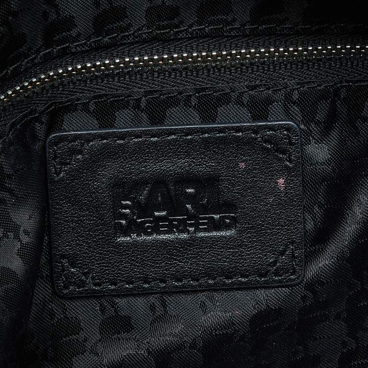 Pre Owned Karl Lagerfeld Black Leather Tote
