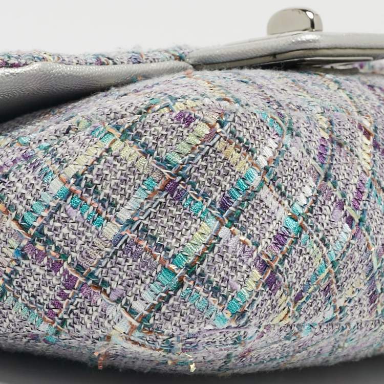 Pre Owned Karl Lagerfeld Lavender Tweed Agyness Shoulder Bag