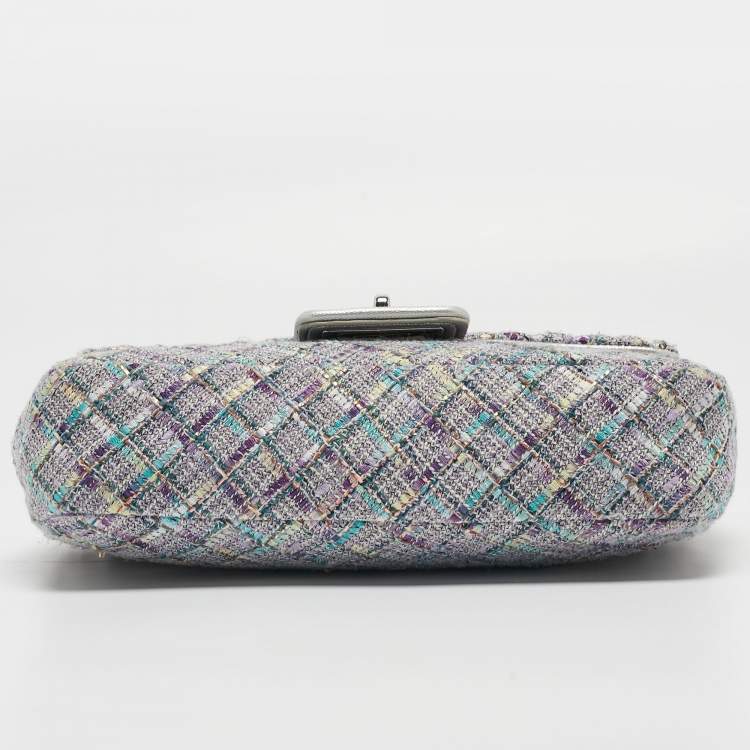 Pre Owned Karl Lagerfeld Lavender Tweed Agyness Shoulder Bag