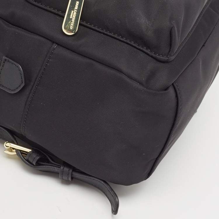 Pre Owned Karl Lagerfeld Black Nylon and Leather Amour Backpack