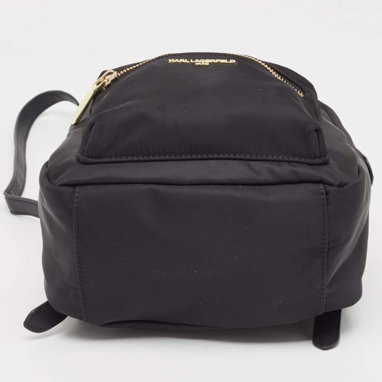 Pre Owned Karl Lagerfeld Black Nylon and Leather Amour Backpack