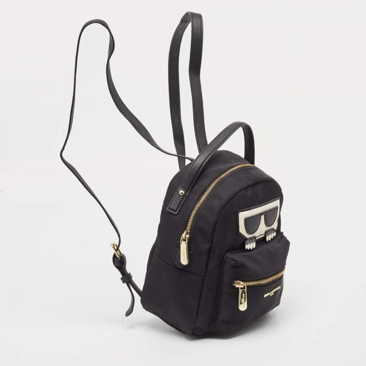 Pre Owned Karl Lagerfeld Black Nylon and Leather Amour Backpack