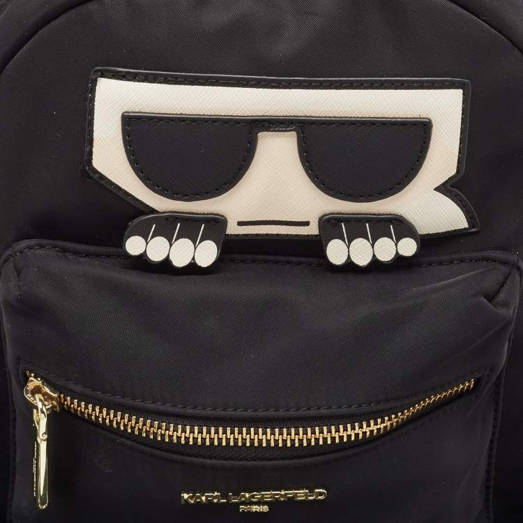 Pre Owned Karl Lagerfeld Black Nylon and Leather Amour Backpack