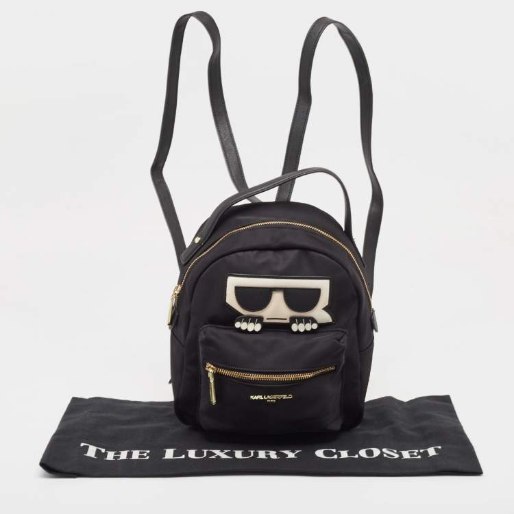 Pre Owned Karl Lagerfeld Black Nylon and Leather Amour Backpack
