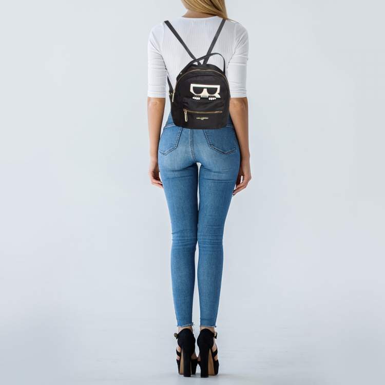 Pre Owned Karl Lagerfeld Black Nylon and Leather Amour Backpack