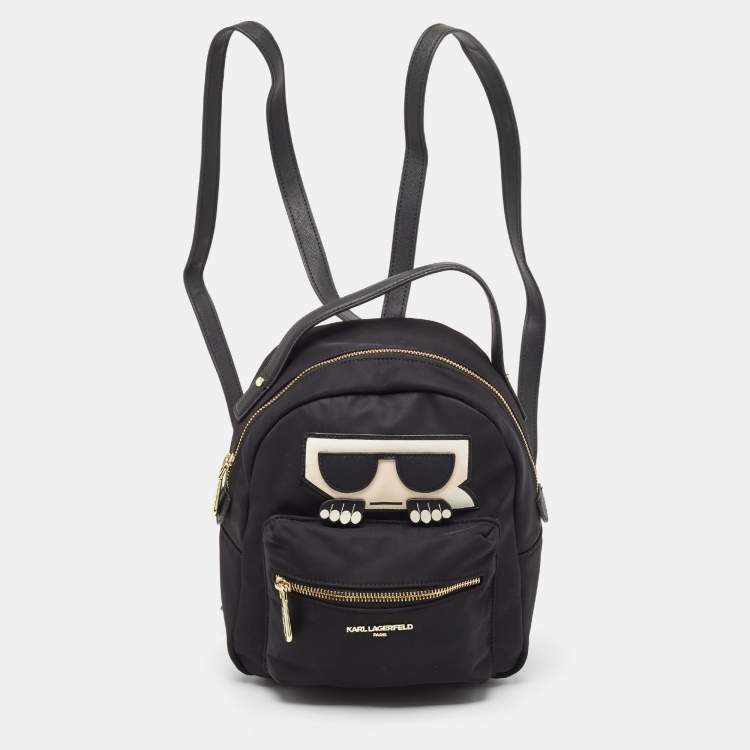 Pre Owned Karl Lagerfeld Black Nylon and Leather Amour Backpack