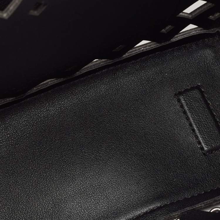 Pre Owned Karl Lagerfeld Black Laser Cut Leather K/Seven Shoulder Bag