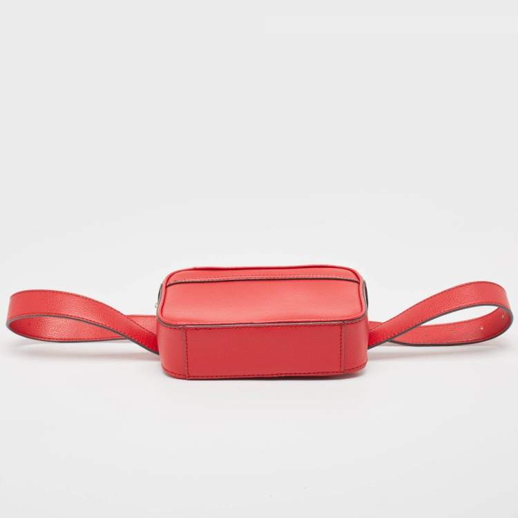 Pre Owned Karl Lagerfeld Red Leather Camera Waist Belt Bag