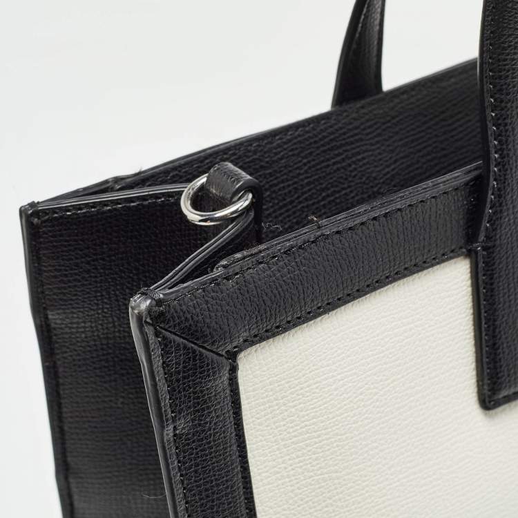 Pre Owned Karl Lagerfeld Black/White Faux Leather Nouveau Tote