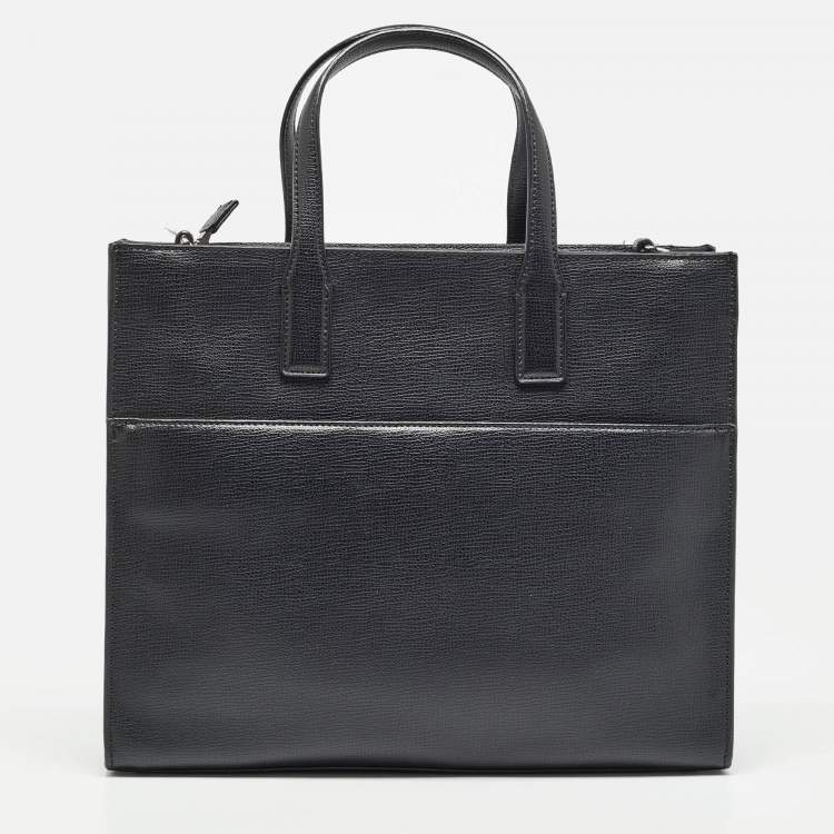 Pre Owned Karl Lagerfeld Black/White Faux Leather Nouveau Tote