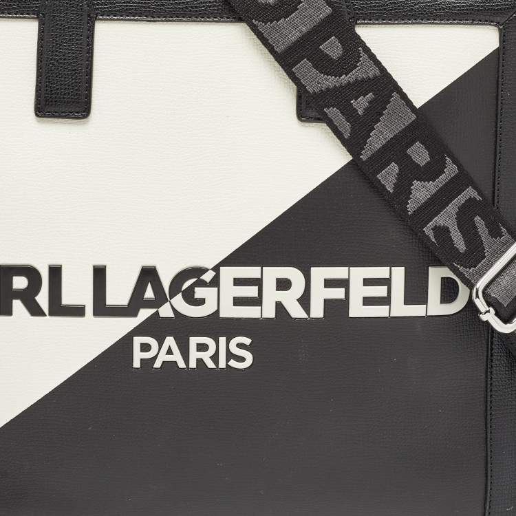 Pre Owned Karl Lagerfeld Black/White Faux Leather Nouveau Tote