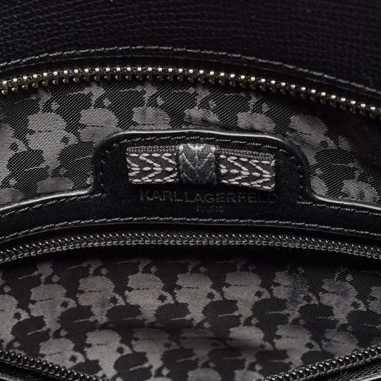 Pre Owned Karl Lagerfeld Black/White Faux Leather Nouveau Tote