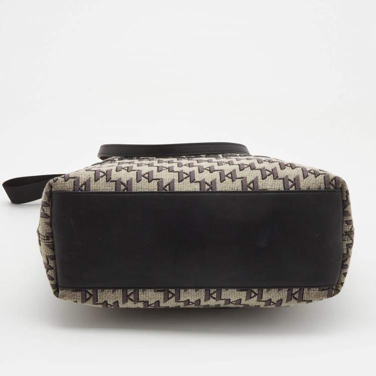 Pre Owned Karl Lagerfeld Black/Grey Jacquard Canvas and Leather K/Monogram Tote