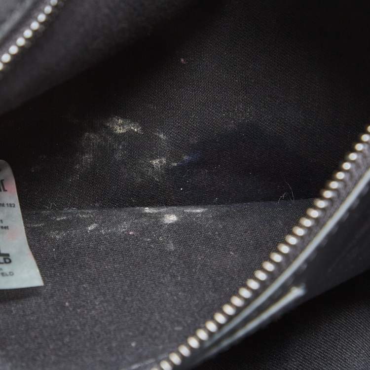Pre Owned Karl Lagerfeld Black/Grey Jacquard Canvas and Leather K/Monogram Tote