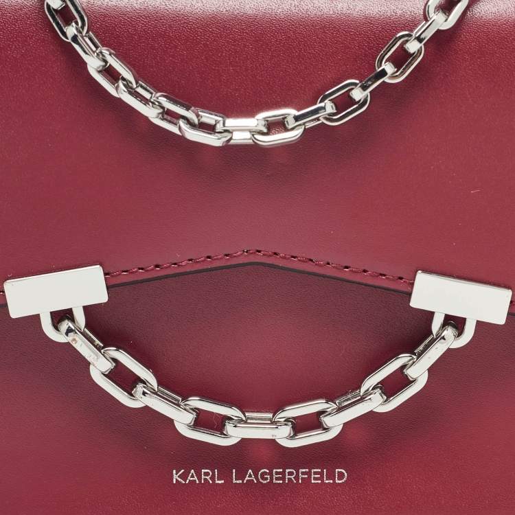 Pre Owned Karl Lagerfeld Burgundy Leather K/Karl Seven Top Handle Bag