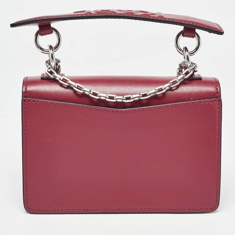 Pre Owned Karl Lagerfeld Burgundy Leather K/Karl Seven Top Handle Bag