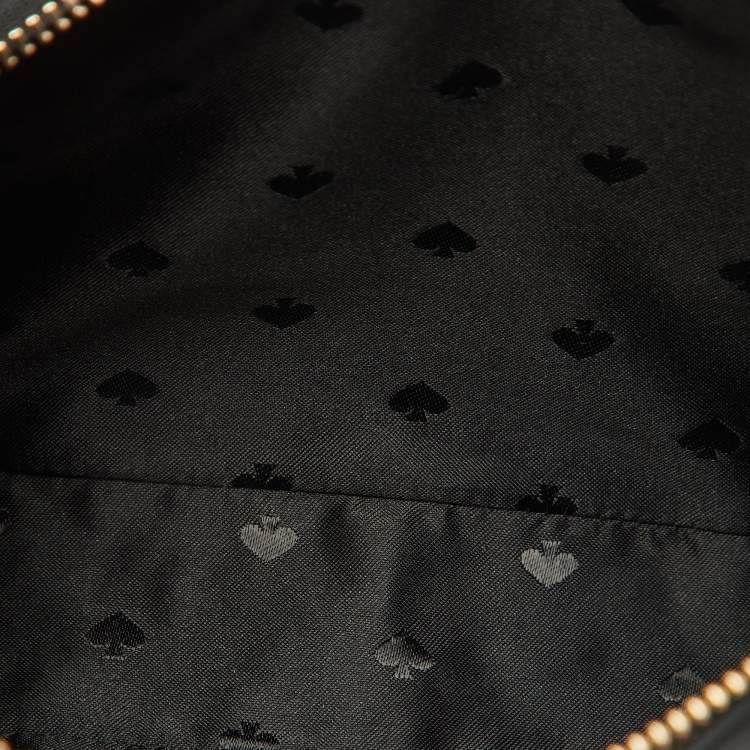 Pre Owned Kate Spade Black Glitter and Leather Ramey Greta Court Crossbody Bag
